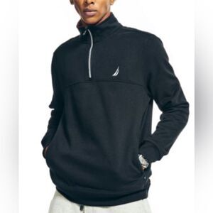 Nautica Men’s black classic fit 1/4 zip fleece sweatshirt size medium NWT